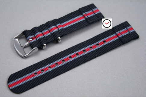 Black Grey Red Heritage 2 pieces NATO strap (nylon)
