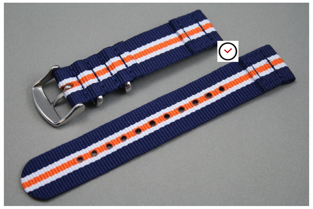 Blue White Orange Heritage 2 pieces NATO strap (nylon)