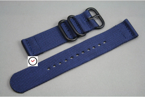 Night Blue 2 pieces ZULU strap, PVD buckle and loops (black)