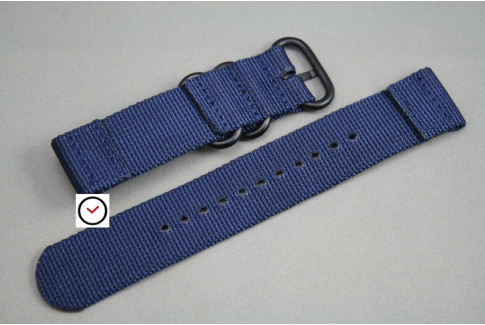Night Blue 2 pieces ZULU strap, PVD buckle and loops (black)