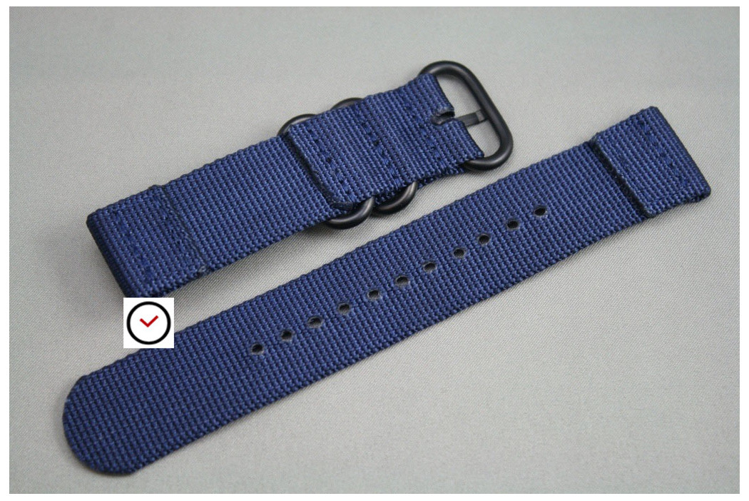 Bracelet montre ZULU 2 pièces Bleu Nuit, boucle PVD (noire)