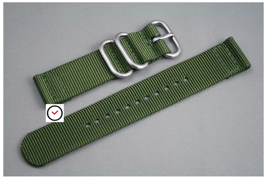 Military Green 2 pieces ZULU strap (highly resistant fabric)