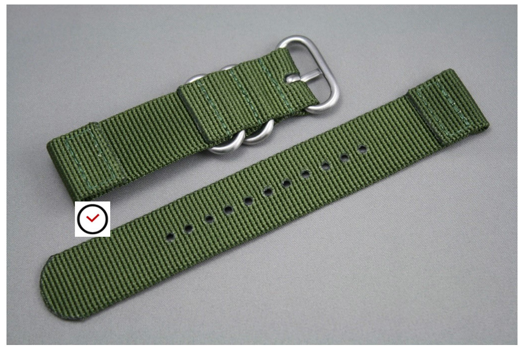 Military Green 2 pieces ZULU strap (highly resistant fabric)