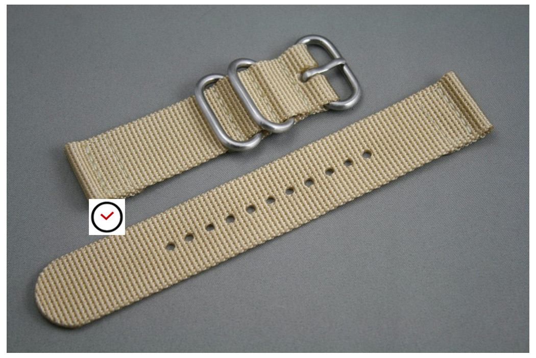 Sandy Beige 2 pieces ZULU strap (highly resistant fabric)