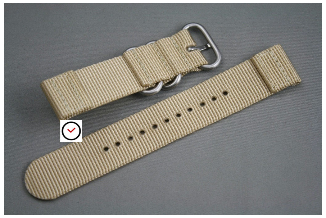 Sandy Beige 2 pieces ZULU strap (highly resistant fabric)