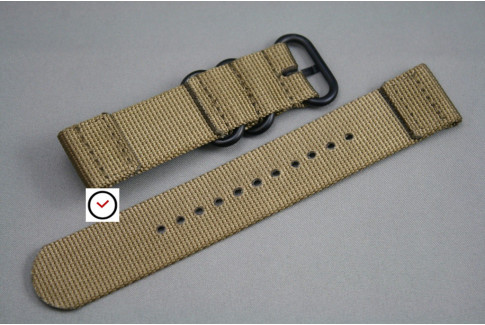 Bronze Brown 2 pieces ZULU strap, PVD buckle and loops (black)