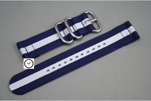 Bracelet montre ZULU 2 pièces Bleu Navy Blanc