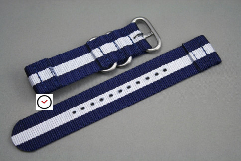 Navy Blue White 2 pieces nylon strap (highly resistant fabric)