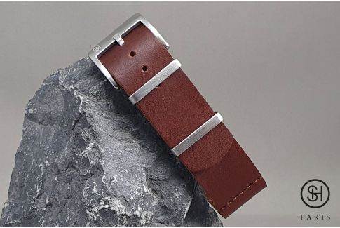 Burgundy Brown SELECT-HEURE vintage leather single pass strap