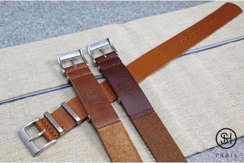 Burgundy Brown SELECT-HEURE vintage leather single pass strap