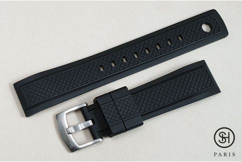 Bracelet montre caoutchouc FKM SELECT-HEURE Daytona Noir, montage pompes rapides (interchangeable)