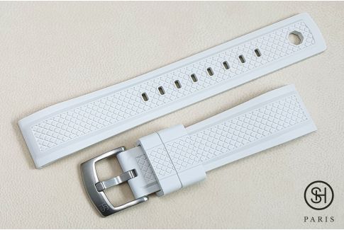 White Daytona SELECT-HEURE FKM rubber watch strap, quick release spring bars (interchangeable)