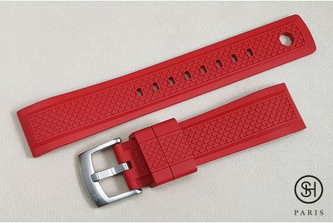 Red Daytona SELECT-HEURE FKM rubber watch strap, quick release spring bars (interchangeable)