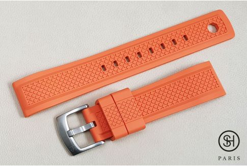 Orange Daytona SELECT-HEURE FKM rubber watch strap, quick release spring bars (interchangeable)