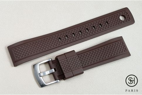 Bracelet montre caoutchouc FKM SELECT-HEURE Daytona Marron Chocolat, montage pompes rapides (interchangeable)