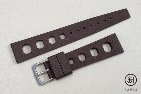 Chocolate Brown Racing SELECT-HEURE FKM rubber watch strap (a.k.a. "Tropic"), quick release spring bars (interchangeable)