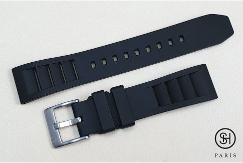 Black Technical SELECT-HEURE FKM rubber watch strap, quick release spring bars (interchangeable)