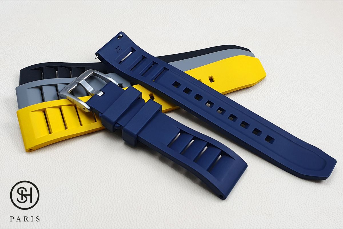 Navy Blue Technical SELECT-HEURE FKM rubber watch strap, quick release spring bars (interchangeable)