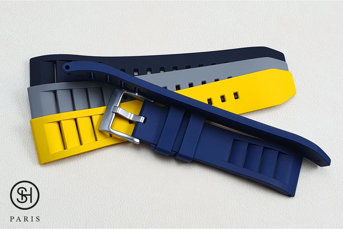 Black Technical SELECT-HEURE FKM rubber watch strap, quick release spring bars (interchangeable)