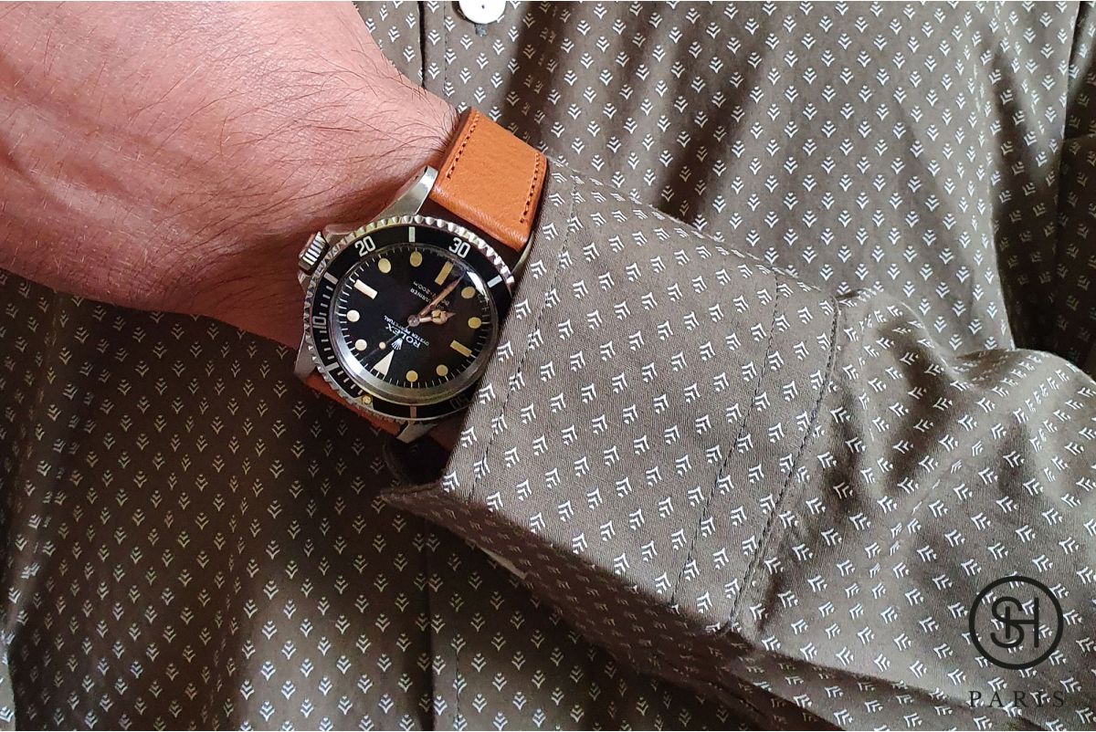 Bracelet montre cuir SELECT-HEURE Speed Cognac, fait main en Italie