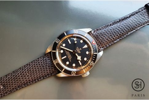 Dark Brown SELECT-HEURE genuine Lizard leather watch strap