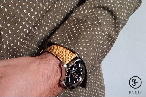 Bracelet montre cuir Lézard véritable SELECT-HEURE Moutarde