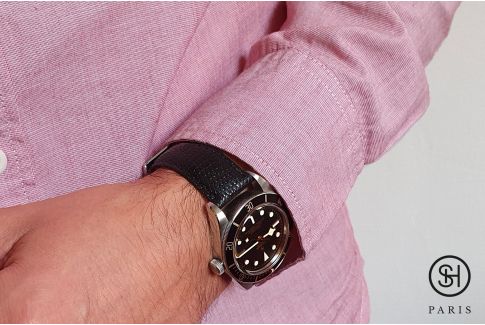 Black SELECT-HEURE genuine Lizard leather watch strap