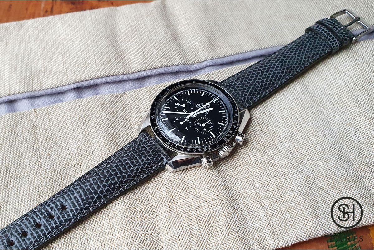 Grey SELECT-HEURE genuine Lizard leather watch strap