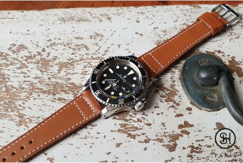 Gold Calfskin SELECT-HEURE watch strap, Select Pilot model, French baranil leather