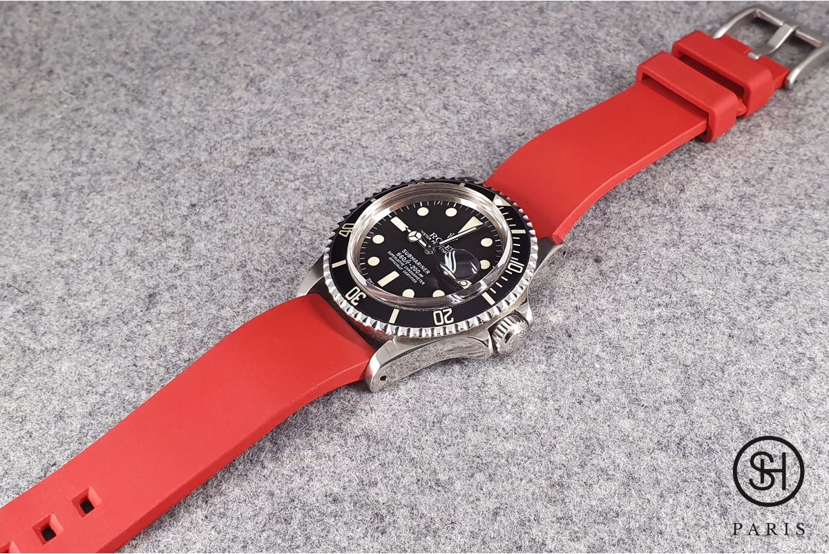 Bracelet montre caoutchouc FKM SELECT-HEURE Essentiel Rouge, montage pompes rapides (interchangeable)
