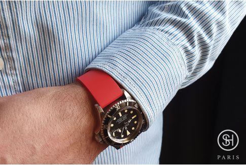 Bracelet montre caoutchouc FKM SELECT-HEURE Essentiel Rouge, montage pompes rapides (interchangeable)