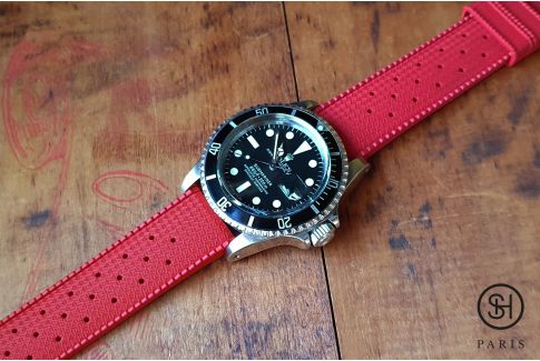 Red Tropic SELECT-HEURE FKM rubber watch strap, quick release spring bars (interchangeable)