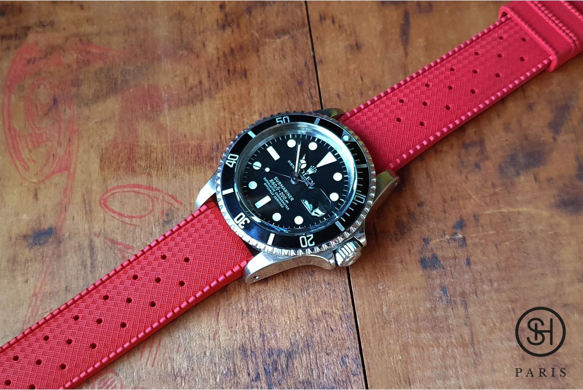 Red Tropic SELECT-HEURE FKM rubber watch strap, quick release spring bars (interchangeable)