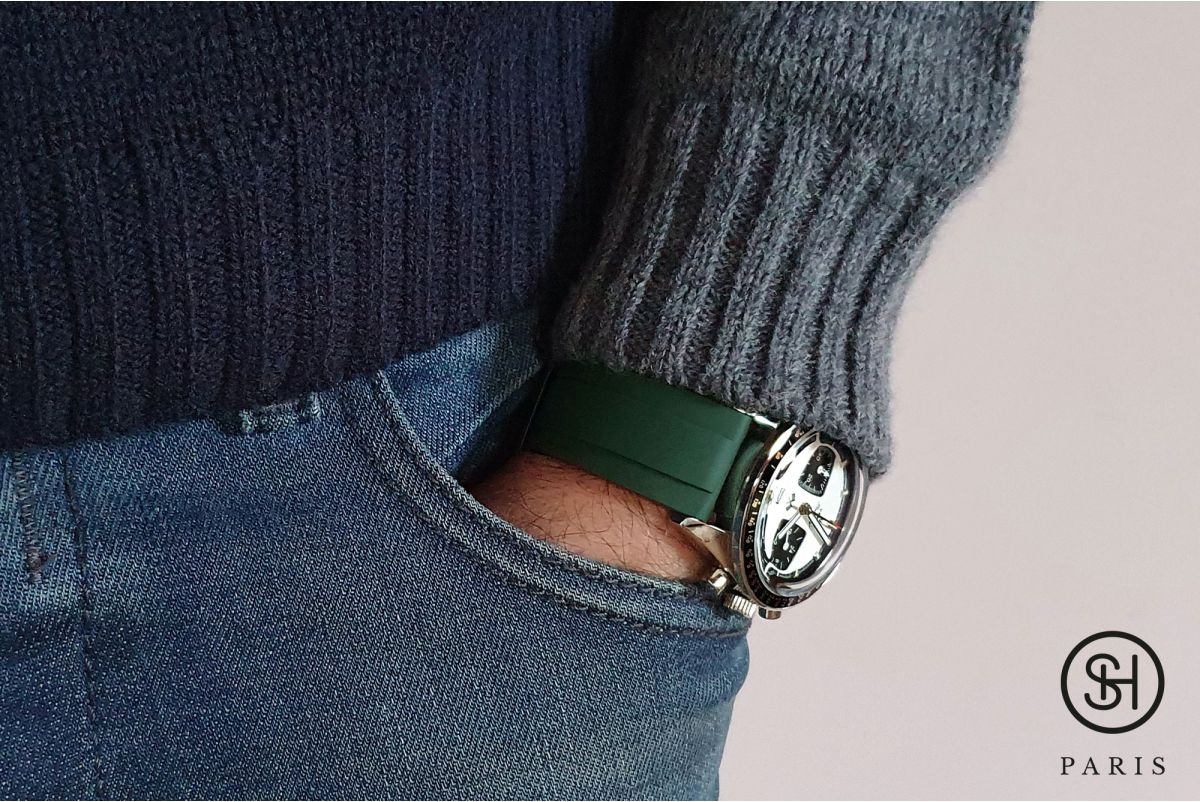 Bracelet montre caoutchouc FKM SELECT-HEURE Sport Vert, montage pompes rapides (interchangeable)