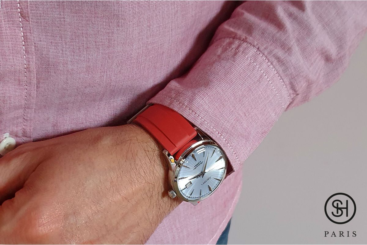 Bracelet montre caoutchouc FKM SELECT-HEURE Sport Rouge, montage pompes rapides (interchangeable)