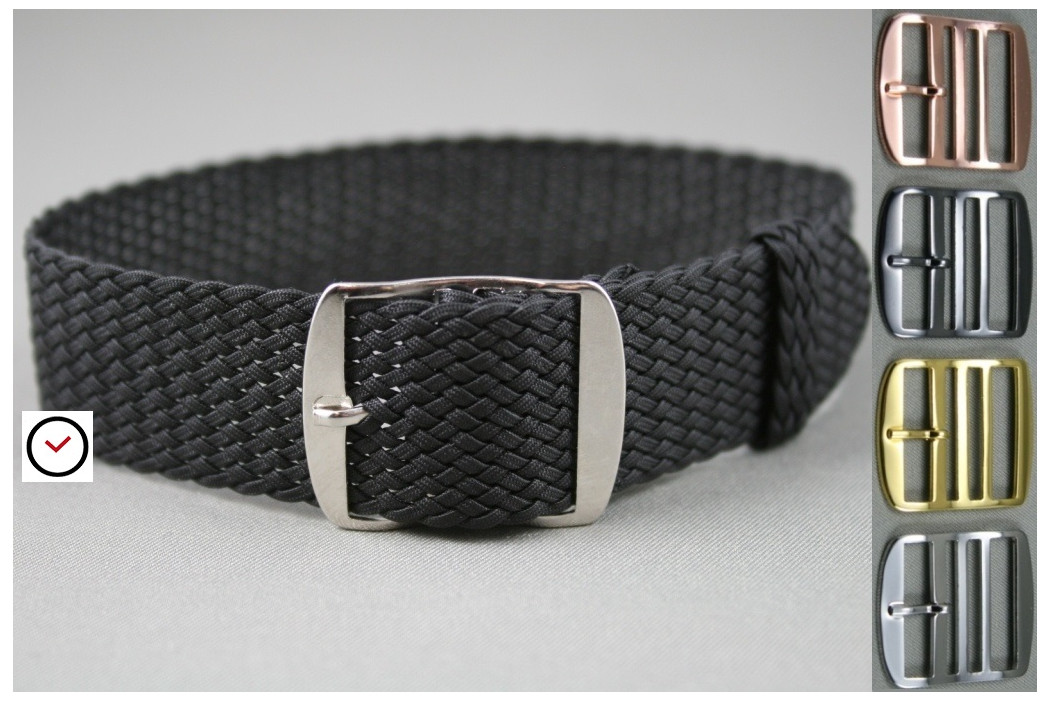 Black braided Perlon watch strap
