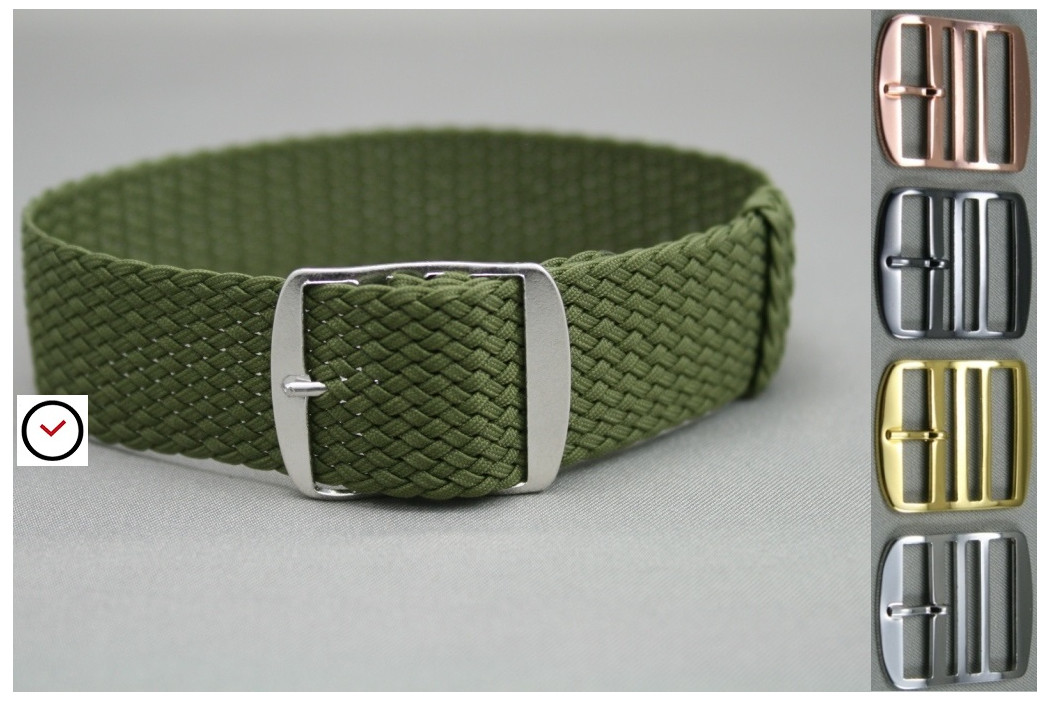 Military / Army Green braided Perlon watch strap