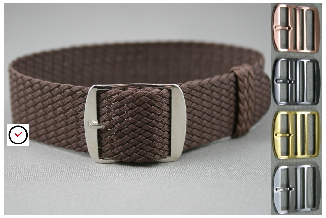 Brown braided Perlon watch strap