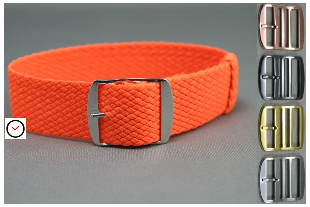 Bracelet montre Perlon tressé Orange Fluo