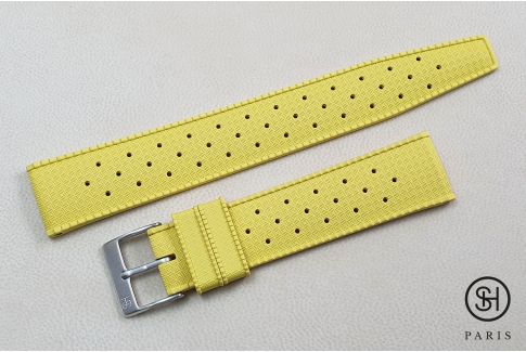 Yellow Tropic SELECT-HEURE FKM rubber watch strap, quick release spring bars (interchangeable)