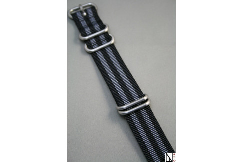 Bracelet nylon NATO ZULU Bond Craig (Noir Gris)