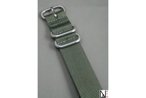 Bracelet nylon NATO ZULU Gris Vert XL, extra-long (30,5cm)