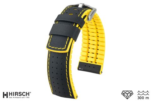 Black Yellow HIRSCH watch bracelet (waterproof)