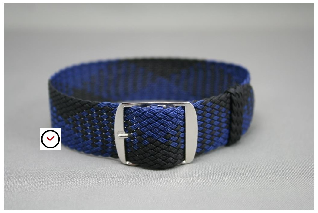 Bracelet montre Perlon tressé Noir Bleu Marine