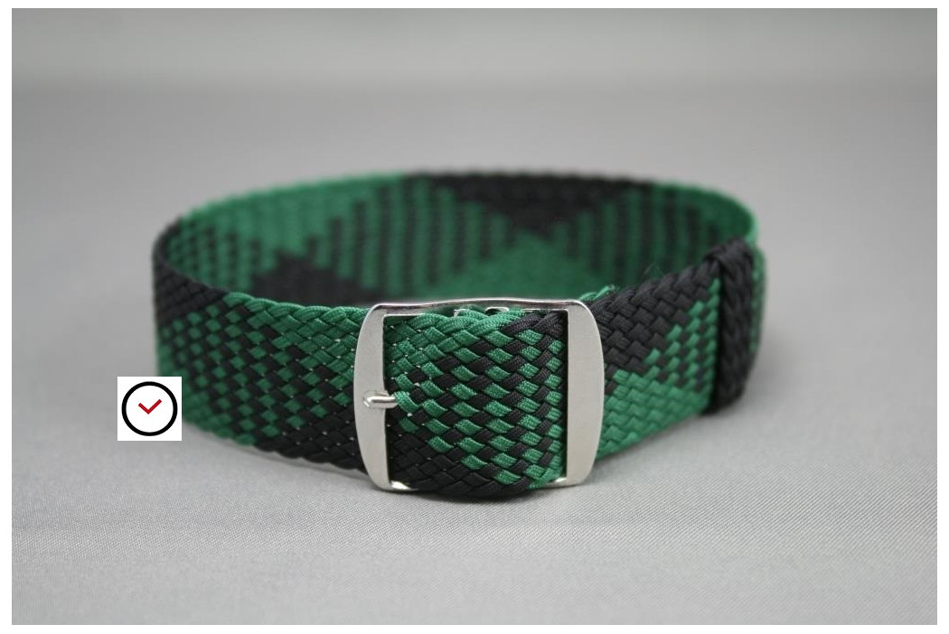 Green Black braided Perlon watch strap