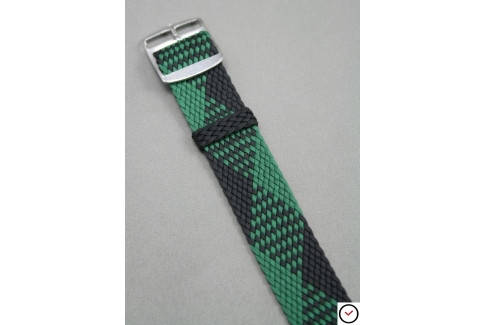 Bracelet montre Perlon tressé Noir Vert