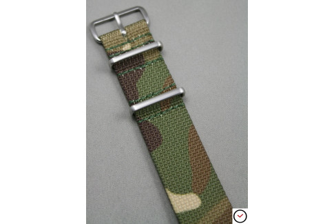 Camouflage G10 NATO strap, brushed buckle and loops