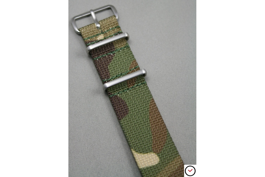 Camouflage G10 NATO strap, brushed buckle and loops