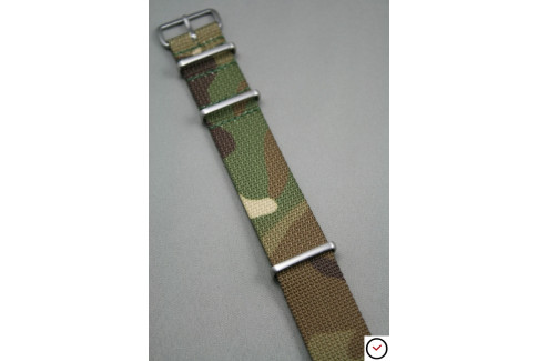 Bracelet nylon NATO Camouflage, boucle brossée