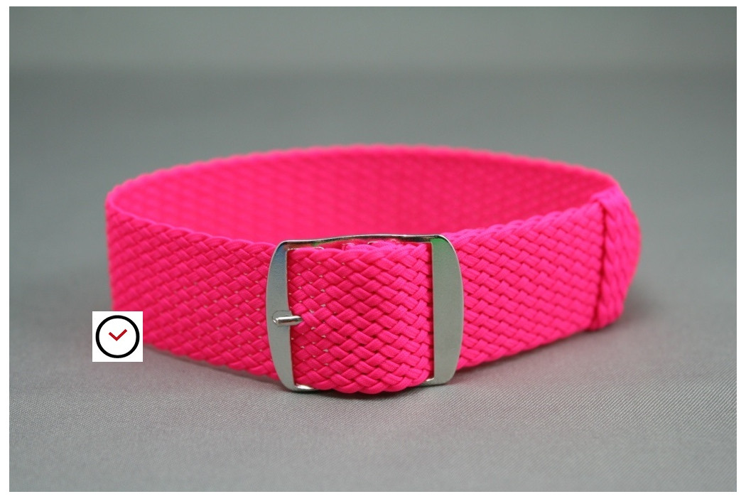 Fuchsia Pink braided Perlon watch strap (fluo)
